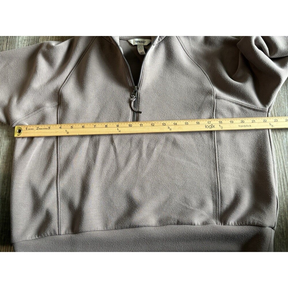 Spanx Air Essentials Pullover Smoke Brown Half Zip Lightweight Top Size Large - Picture 4 of 8